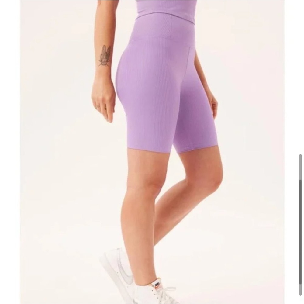 Girlfriend Collective Violet Ribbed High Rise Bike Short - Picture 4 of 6